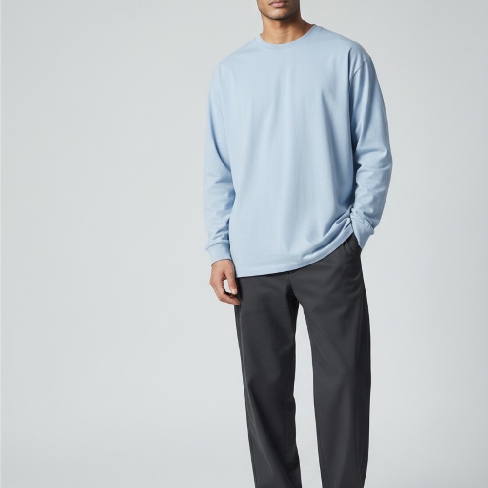 Gildan Ultra Cotton Men's  Light Blue  Long Sleeved T- Shirt Size Large